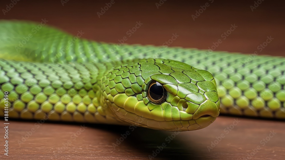 Fototapeta premium Close up view of a dangerous green snake
