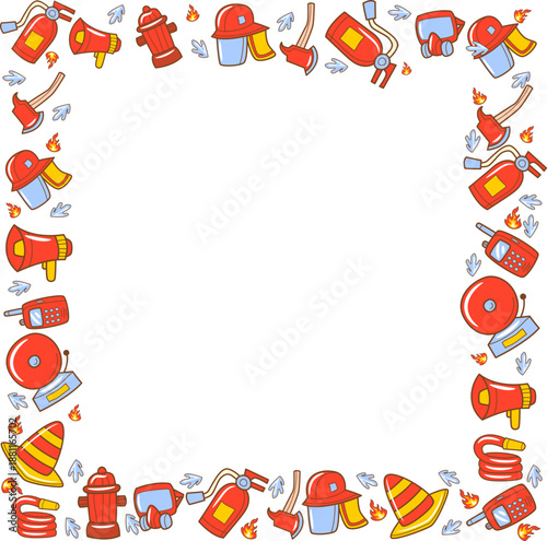 border square shape firefighter theme
