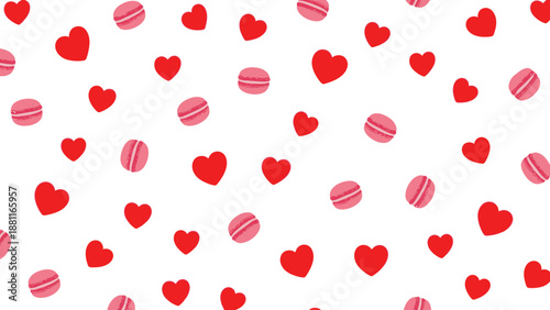 Red and pink heart pattern background.