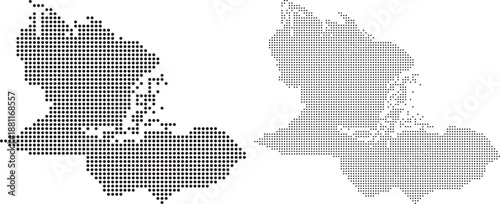 unique halftone dotted map set of delta amacuro venezuela suitable for tech style geographic infographics design