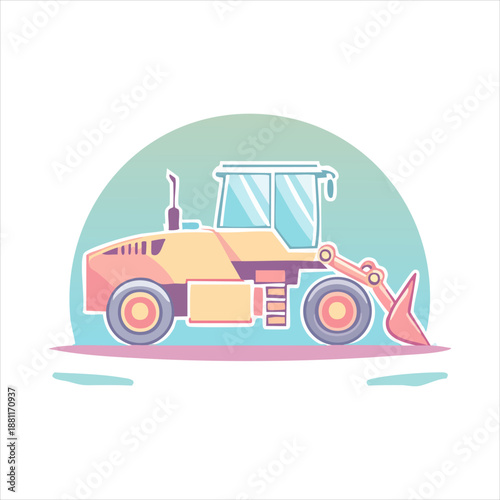 Vector illustration of a bulldozer in action, construction site machinery, heavy equipment, industry, technology