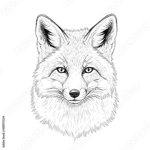 Detailed Fox Portrait, Pencil Sketch, Wildlife Art