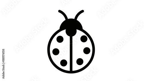 A simple black and white line art illustration of a ladybug with spots.