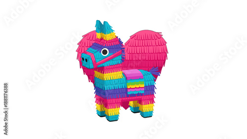 Colorful Pegasus-shaped piñata ready for a festive celebration. This piñata will bring delight and excitement