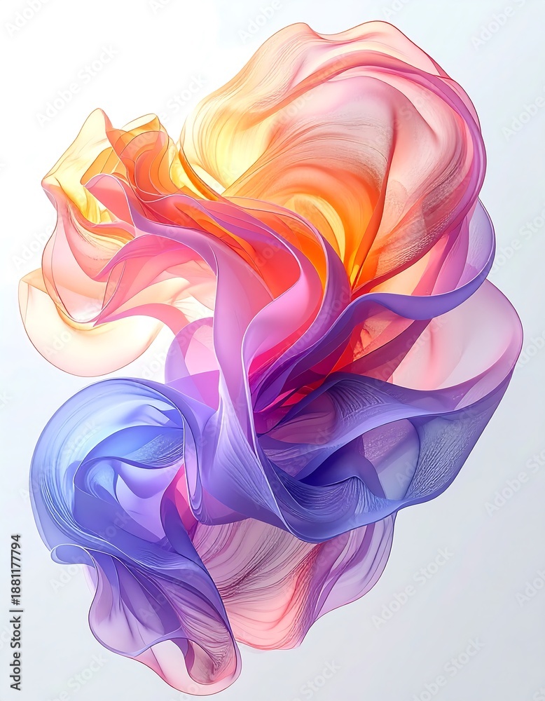 Obraz premium Surreal abstract shapes resembling flowing liquids, pastel tone, smooth transitions