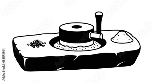 Classic manual millstone for grinding cereals into fresh, homemade flour at home