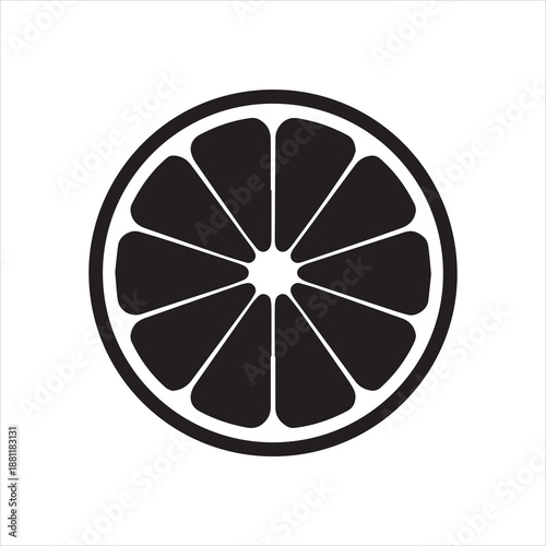 Citrus Slice Silhouette Icon – Minimal Black Fruit Cross-Section Vector