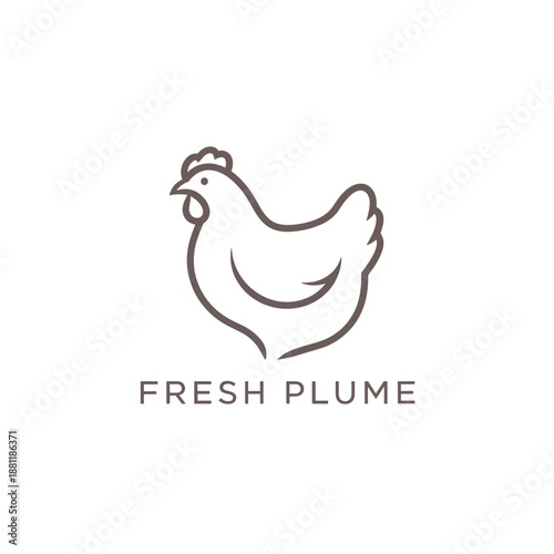 Simple Line Drawing of a Chicken 2.