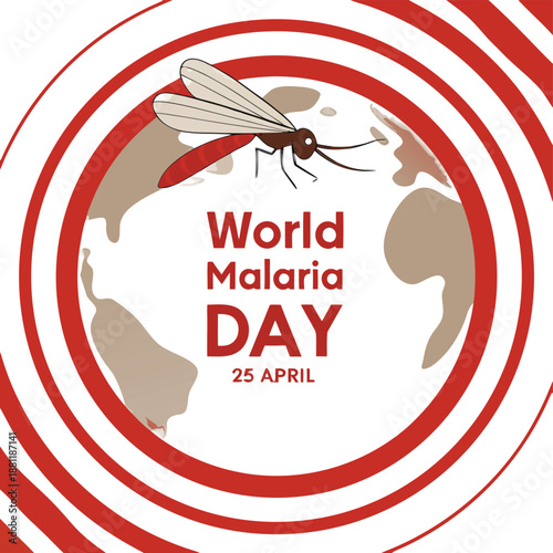 Powerful World Malaria Day Graphic Featuring Mosquito and Globe Symbolism.