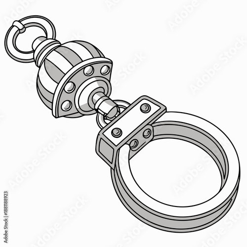 Detailed Silver Handcuffs Design Isolated