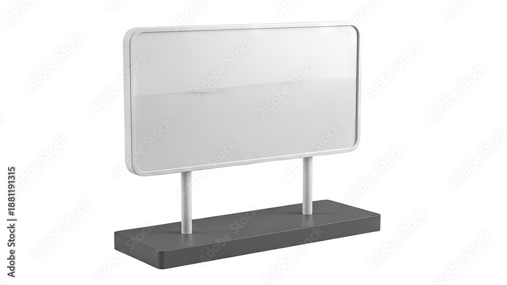 Fototapeta premium Blank White Sign on Gray Base with Metal Frame