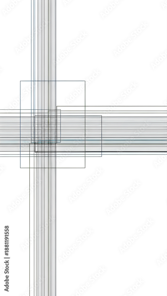 Fototapeta premium Geometric lines forming abstract cross shape on white