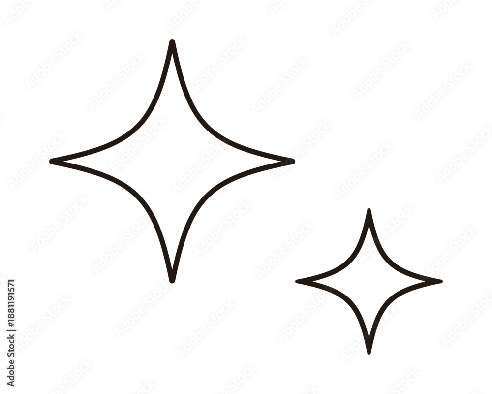 Naklejka premium Sparkle star icon, hand-drawn line art vector illustration.
