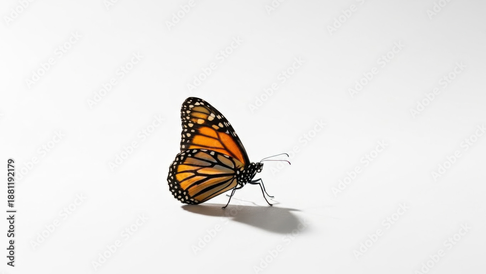Obraz premium Monarch Butterfly Walking on White Surface