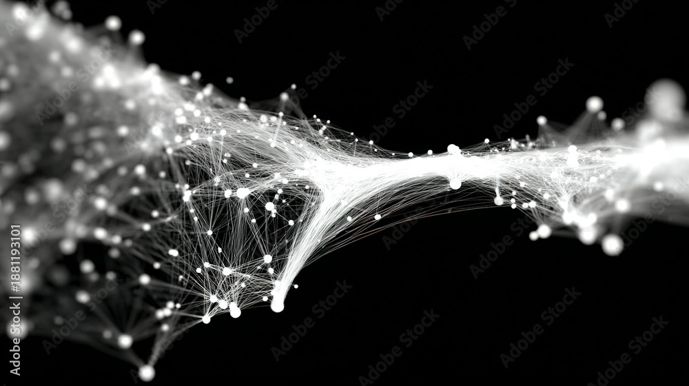 custom made wallpaper toronto digitalAbstract digital network with interconnected nodes and flowing lines in black and white.