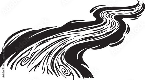 Abstract black and white swirling wave design element illustration