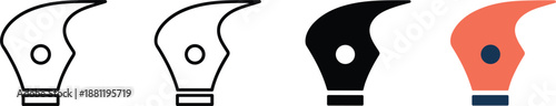 Professional collection of fountain pen nib icons featuring outline silhouette and colored versions for calligraphy writing and creative design.
