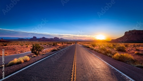 Road In The Arizona Desert Sunset Blue Tones High Speed Photography