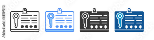 Login Credentials Icon Set Multiple Style Collection