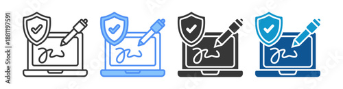 Digital Signature Icon Set Multiple Style Collection