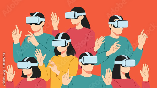 Group of people using VR headsets.