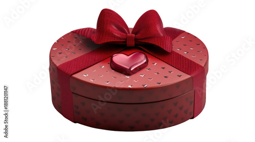 Romantic valentine's heart-shaped gift box on transparent background