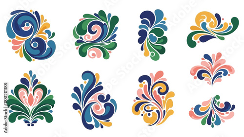 Vibrant floral patterns in various colorful designs.