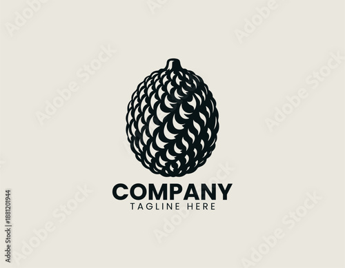 Jackfruit tropical fruit illustrated as bold black vector logo design