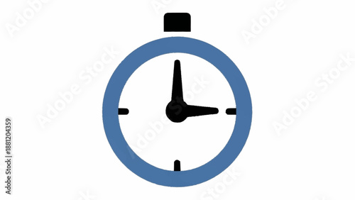 Simple blue stopwatch icon with black hands on white background.