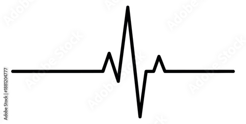 Line art illustration of a heartbeat depicting a pulse rhythm for health and medical concepts