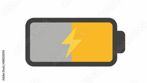 Battery icon with partial charge and lightning bolt symbol.