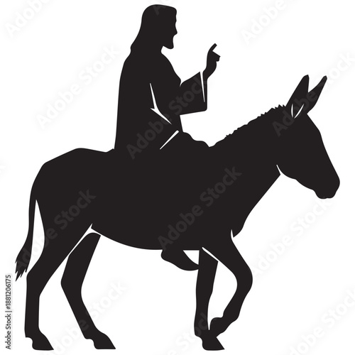 Man riding donkey isolated on white background, Vector, illustration