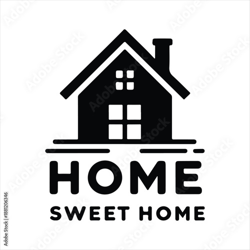 Home sweet home vector silhouette line art logo design concept illustration 
