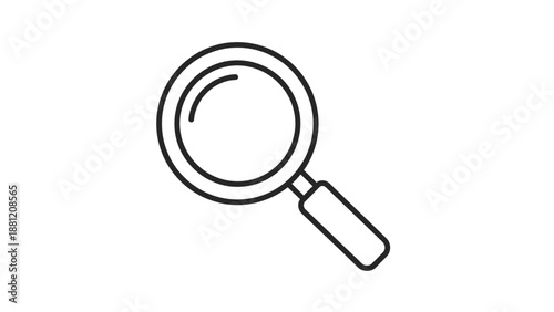Magnifying glass icon simple line drawing.