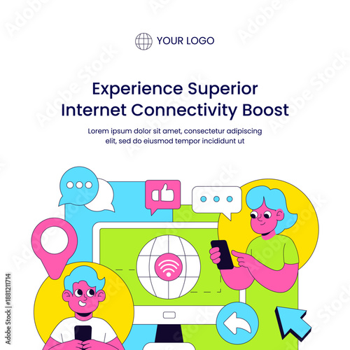 Hand Drawn Flat Cartoon Illustration of Modern Internet Service Provider Concept