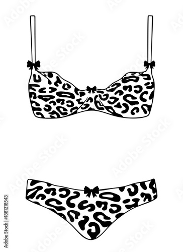 Leopard print bikini swimsuit for Valentine’s Day, sexy fashion love element