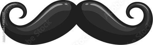Detailed Glossy Black Moustache Shape Graphic Illustration for Male Icon