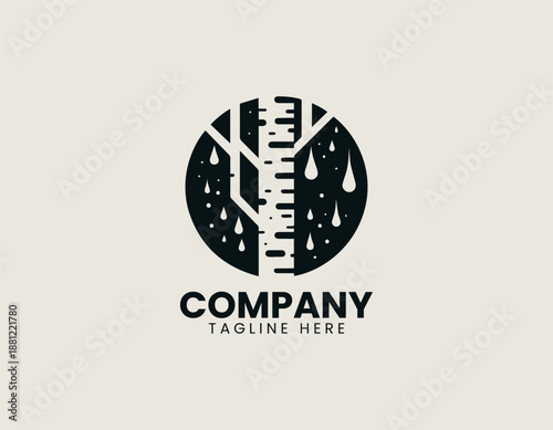 Abstract tree with seeds inside circular emblem illustrated as modern black vector logo design
