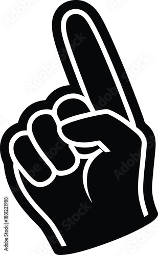 A foam finger, a popular sports fan accessory, displayed prominently against a transparent background