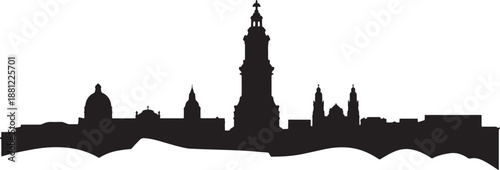 Ancient european city skyline silhouette with cathedral domes and historic tower architecture