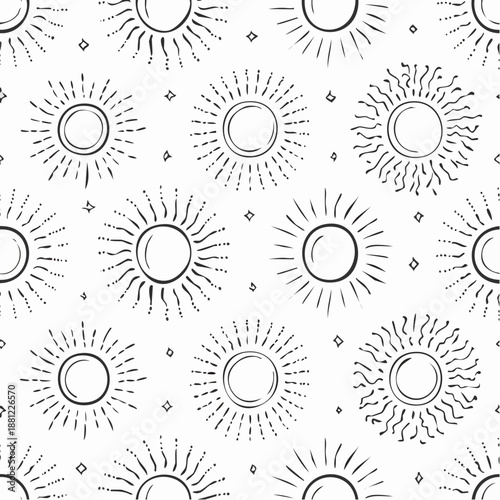 Whimsical Sunshine Sky Pattern with Celestial Stars