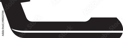 Black silhouette icon of modern monohull speedboat or passenger transport ferry water vessel profile