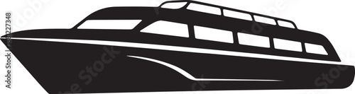 Black silhouette of speed boat icon yacht symbol isolated on transparent background