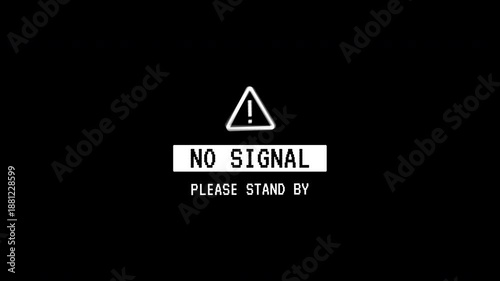 No signal broadcast error with warning symbol for loss of transmission. Suitable for illustrating technical difficulties in communication.