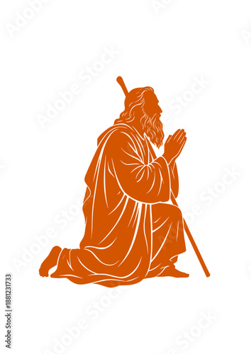 Portrait of Biblical Old Man Praying