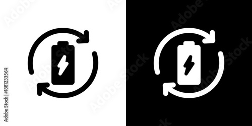 充電池・リサイクル電池・エコバッテリーのアイコン（ベクター）