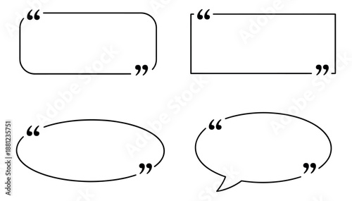 Line art quote frames set featuring rectangular, oval, and speech bubble shapes for text display