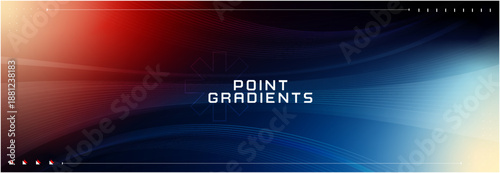 Abstract Flowing Wave Gradient Background with Light Lines in Blue and Red