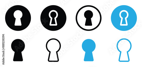 Keyhole Icon Set  Vector Security and Privacy Symbol Collection for Web and App UI Design,Keyhole icon set.premium door key hole.Shape of lock of door.Pictogram Logo design template for home 