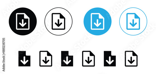 File Download Icon Set - Vector Document Downloading Symbol Collection for Web and App UI,FIle download icon. Download icon,